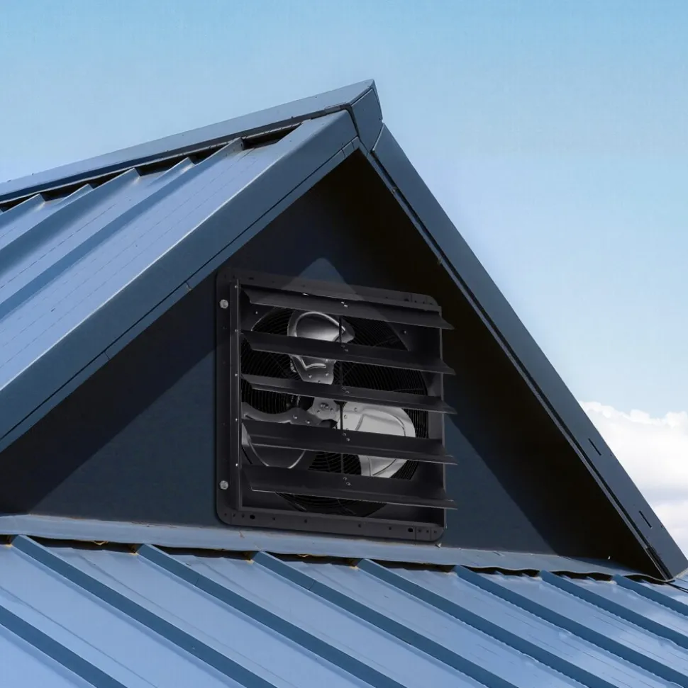 VEVOR 12 inch Shutter Exhaust Fan Wall-Mount Variable Speed Temperature, Automatic Louvers Sturdy Steel Housing, Low Noise, Ventilation and Cooling for Attic, Garage, Barn, Greenhouse, Workshop