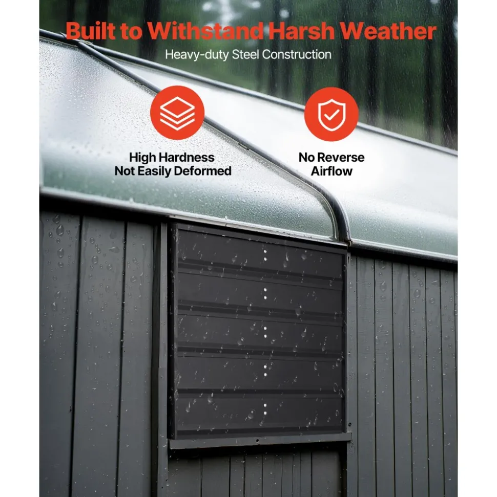 VEVOR 12 inch Shutter Exhaust Fan Wall-Mount Variable Speed Temperature, Automatic Louvers Sturdy Steel Housing, Low Noise, Ventilation and Cooling for Attic, Garage, Barn, Greenhouse, Workshop