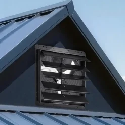 VEVOR 24 Inch Shutter Exhaust Fan Wall Mounted Automatic Louvers EC Motor, Steel Housing, Temperature & Humidity Controller, Ventilation & Cooling for Attic, Garage, Barn, Greenhouse, Workshop, Black