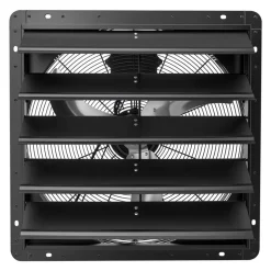 VEVOR 24 Inch Shutter Exhaust Fan Wall Mounted Automatic Louvers EC Motor, Steel Housing, Temperature & Humidity Controller, Ventilation & Cooling for Attic, Garage, Barn, Greenhouse, Workshop, Black