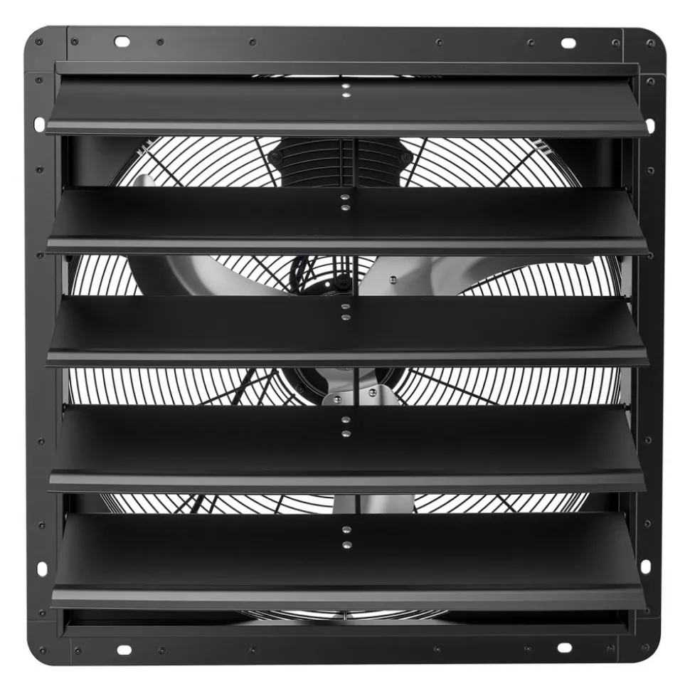 VEVOR 24 Inch Shutter Exhaust Fan Wall Mounted Automatic Louvers EC Motor, Steel Housing, Temperature & Humidity Controller, Ventilation & Cooling for Attic, Garage, Barn, Greenhouse, Workshop, Black