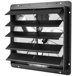 VEVOR 24 Inch Shutter Exhaust Fan Wall Mounted Automatic Louvers EC Motor, Steel Housing, Temperature & Humidity Controller, Ventilation & Cooling for Attic, Garage, Barn, Greenhouse, Workshop, Black