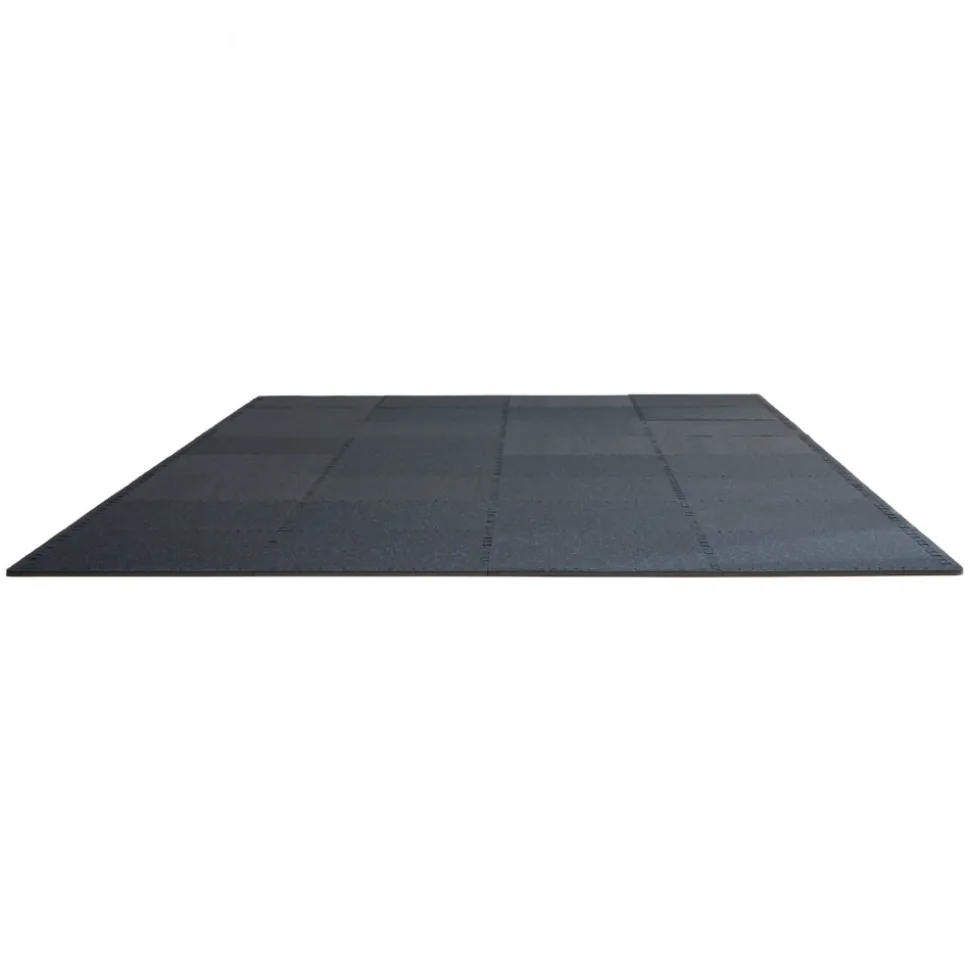 VEVOR 0.56 Inch Thick Gym Floor Mats, 25 Tiles Rubber Top with EVA Foam, 25" x 25" Gym Flooring Workout Mats with 100sq.ft Coverage, Interlocking Puzzle Gym Mats for Gym, Home, Garage, Black & Blue