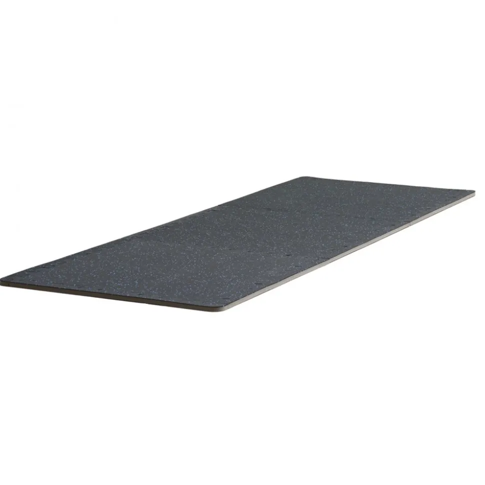VEVOR 0.56 Inch Thick Gym Floor Mats, 6 Tiles Rubber Top with EVA Foam, 25" x 25" Gym Flooring Workout Mats with 25 sq.ft Coverage, Interlocking Puzzle Gym Mats for Gym, Home, Garage, Black & Blue