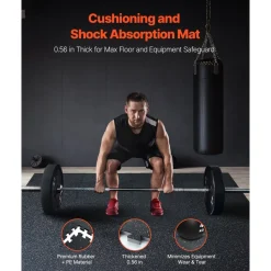 VEVOR 0.56 Inch Thick Gym Floor Mats, 25 Tiles Rubber Top with EVA Foam, 25" x 25" Gym Flooring Workout Mats with 100sq.ft Coverage, Interlocking Puzzle Gym Mats for Gym, Home, Garage, Black & White