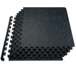 VEVOR 0.56 Inch Thick Gym Floor Mats, 12 Tiles Rubber Top with EVA Foam, 25" x 25" Gym Flooring Workout Mats with 48 sq.ft Coverage, Interlocking Puzzle Gym Mats for Gym, Home, Garage, Black & White