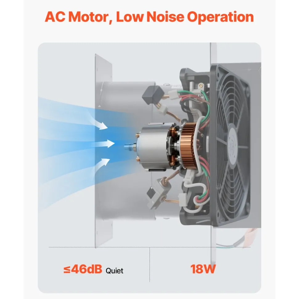 VEVOR 6 inch Through-The-Wall Ventilation Fan, 205 CFM Through Wall Exhaust Fan with AC Motor, Quiet Vent Easy Installation for Bathroom,Garage,Laundry Room,Storage Room Air Exchanger