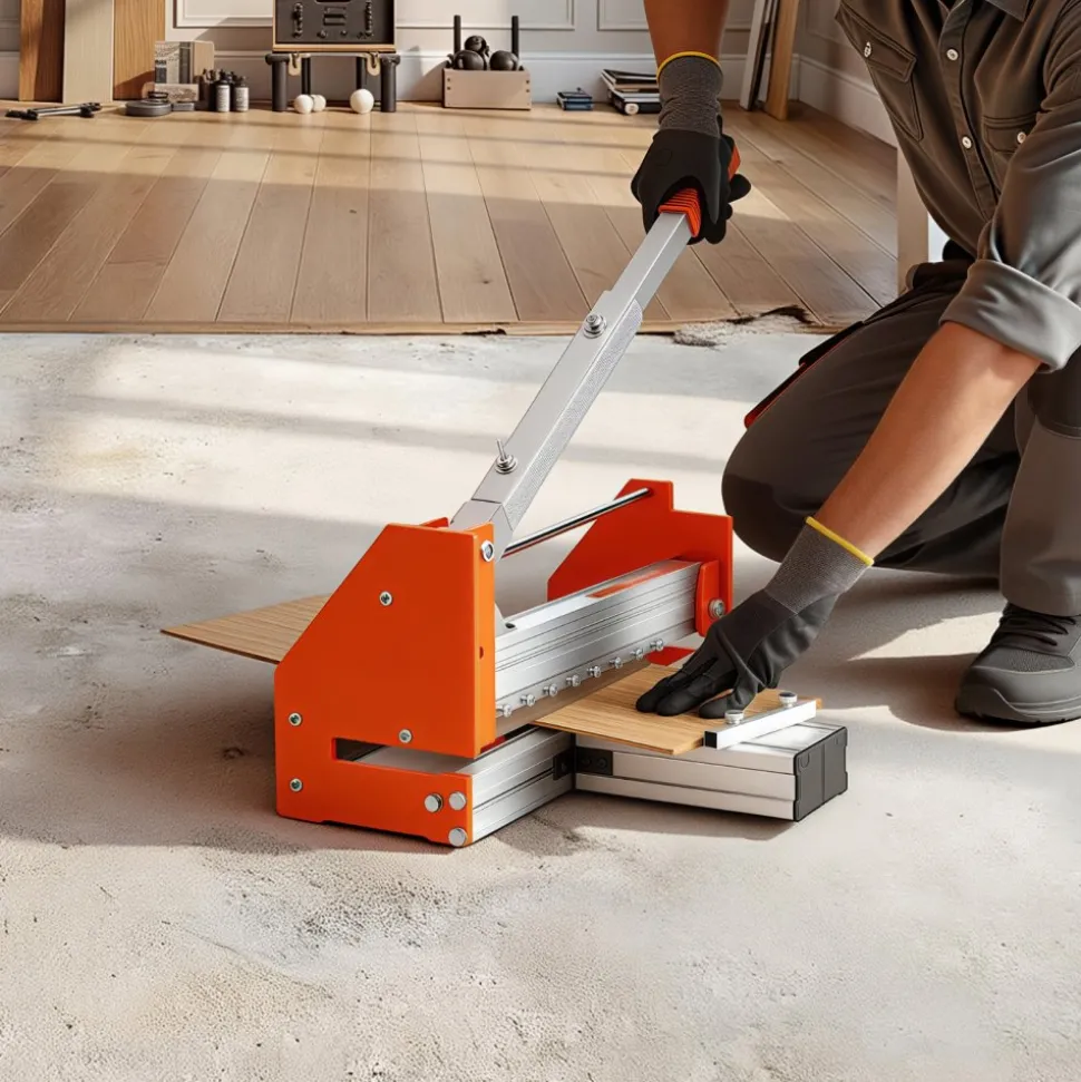 VEVOR 12 inch Vinyl Floor Cutter, 12mm Thick Laminate Flooring Cutter with Upgraded Labor-Saving Aluminum-Alloy Lever, Telescoping Support Plate, Cuts Certain Engineered Wood, LVT, VCT, SPC, LVP, WPC
