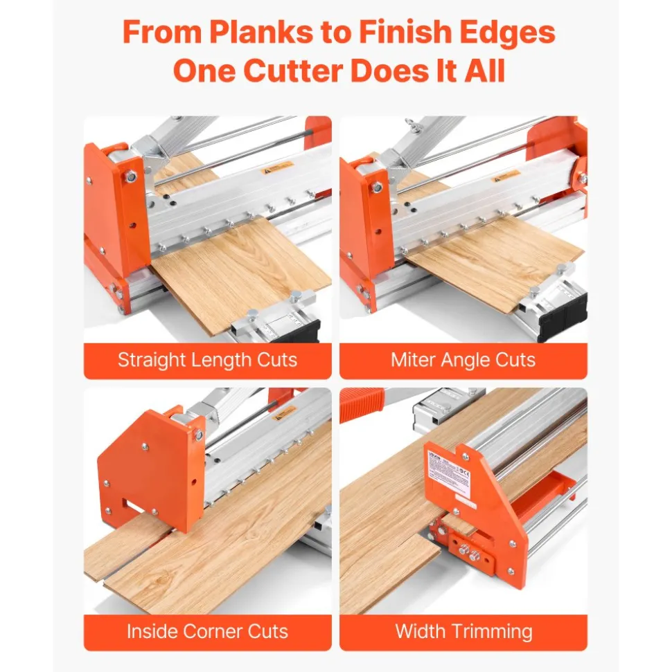VEVOR 12 inch Vinyl Floor Cutter, 12mm Thick Laminate Flooring Cutter with Upgraded Labor-Saving Aluminum-Alloy Lever, Telescoping Support Plate, Cuts Certain Engineered Wood, LVT, VCT, SPC, LVP, WPC