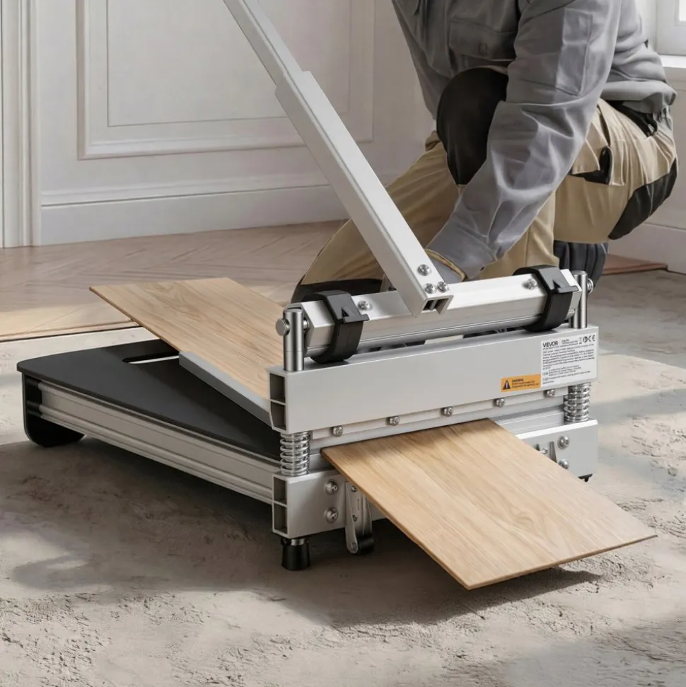 VEVOR 13 inch Vinyl Floor Cutter, 12mm Thick Laminate Flooring Cutter with 15°/30°/45° Adjustable Angle Settings, Flexible Wheels, Telescoping Handle, Certain Engineered Wood, LVT, VCT, SPC, LVP, WPC