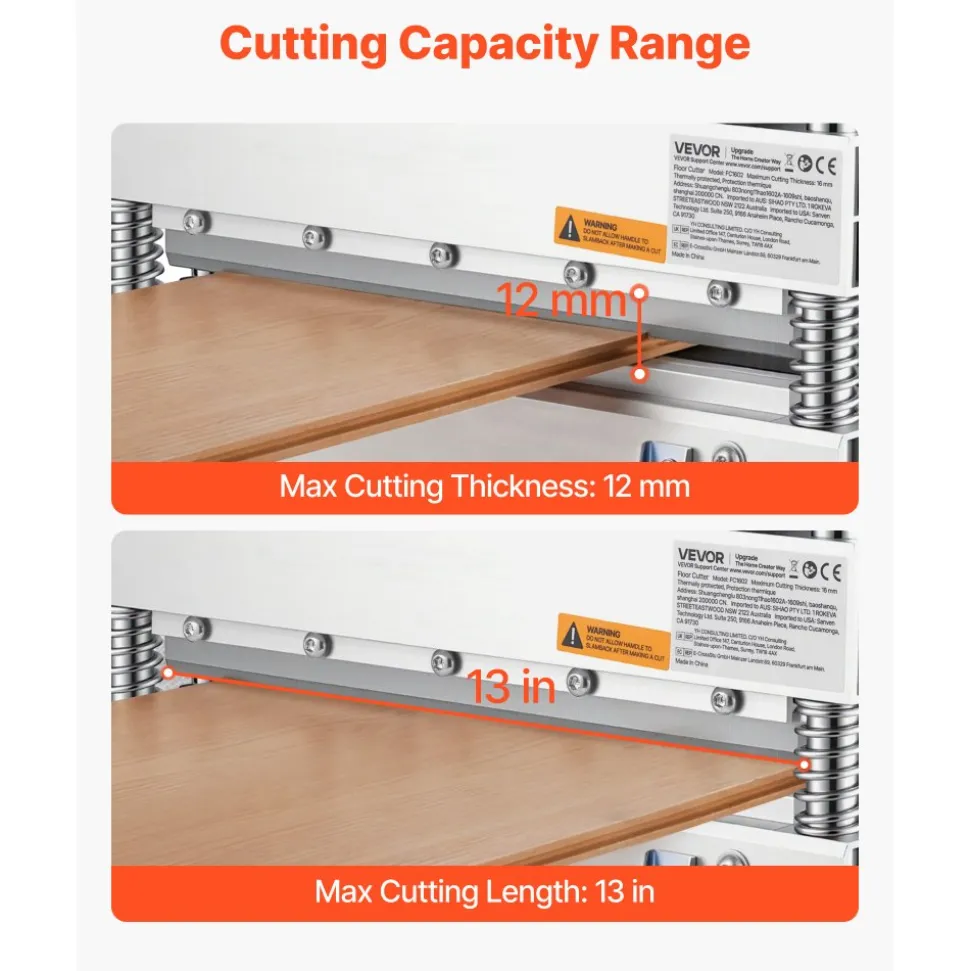 VEVOR 13 inch Vinyl Floor Cutter, 12mm Thick Laminate Flooring Cutter with 15°/30°/45° Adjustable Angle Settings, Flexible Wheels, Telescoping Handle, Certain Engineered Wood, LVT, VCT, SPC, LVP, WPC