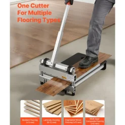 VEVOR 13 inch Vinyl Floor Cutter, 12mm Thick Laminate Flooring Cutter with 15°/30°/45° Adjustable Angle Settings, Flexible Wheels, Telescoping Handle, Certain Engineered Wood, LVT, VCT, SPC, LVP, WPC