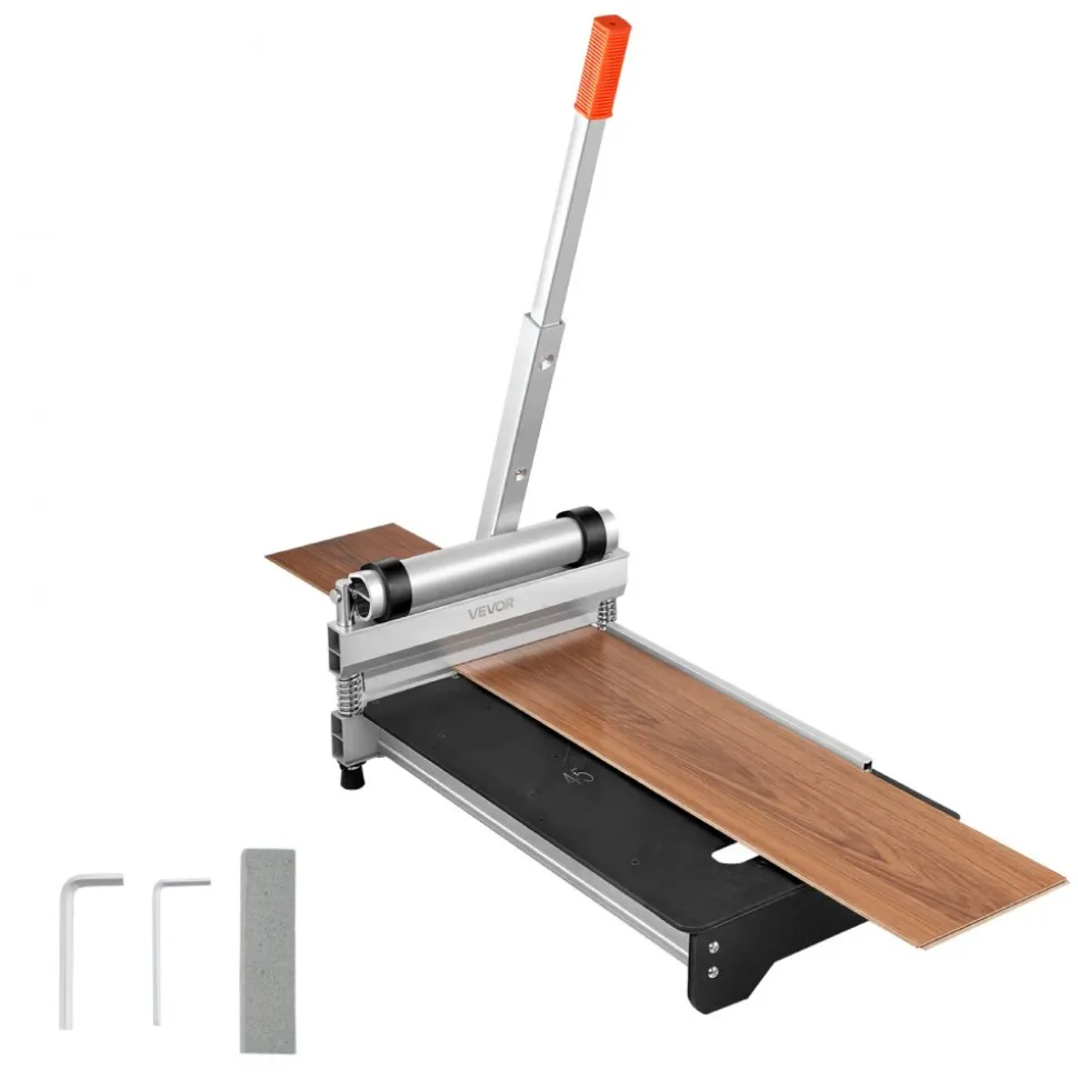 VEVOR 13 inch Vinyl Floor Cutter, 16mm Thick Laminate Flooring Cutter with 15°/30°/45° Adjustable Angle Settings, Flexible Wheels, Telescoping Handle, Cuts Engineered Wood, LVT, VCT, SPC, LVP, WPC