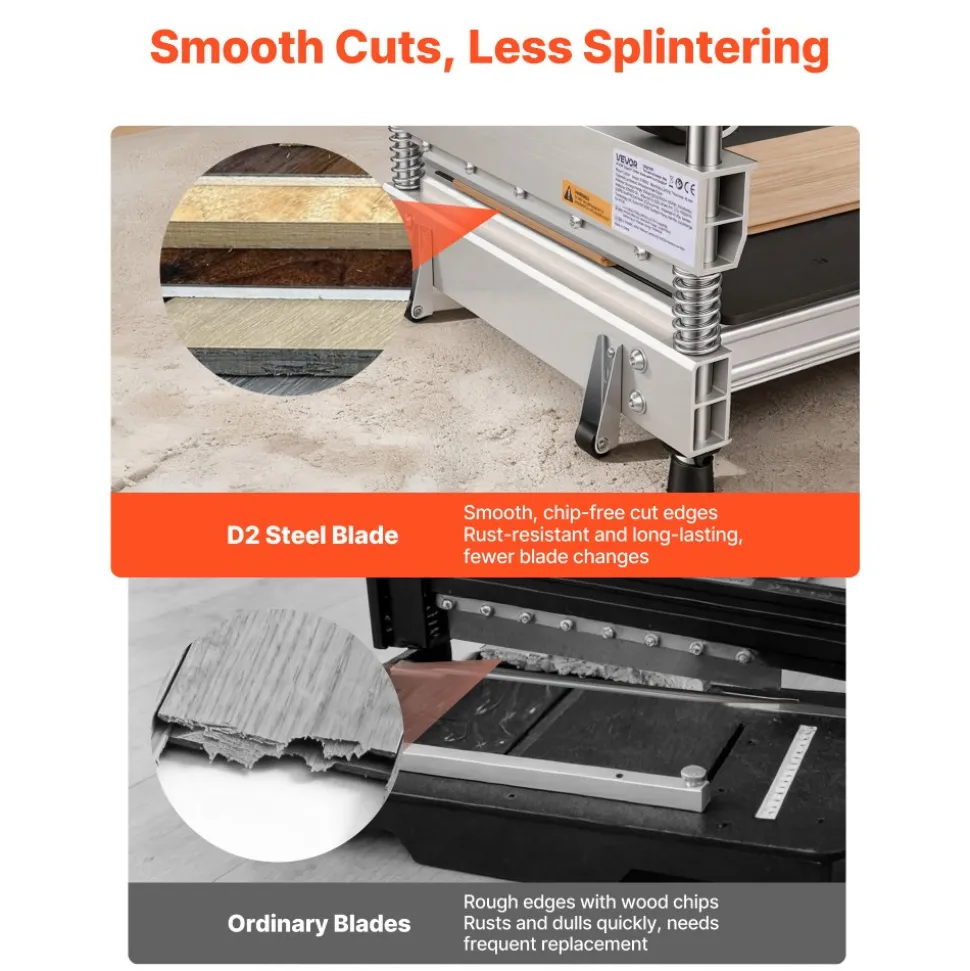 VEVOR 13 inch Vinyl Floor Cutter, 16mm Thick Laminate Flooring Cutter with 15°/30°/45° Adjustable Angle Settings, Flexible Wheels, Telescoping Handle, Cuts Engineered Wood, LVT, VCT, SPC, LVP, WPC