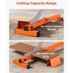 VEVOR 12 inch Vinyl Floor Cutter, 10mm Thick Laminate Flooring Cutter with Cutting Angle Guide, Rubber Handle, Honing Stone, D2 Steel Blade for Cutting Laminate, Vinyl, Home Renovation