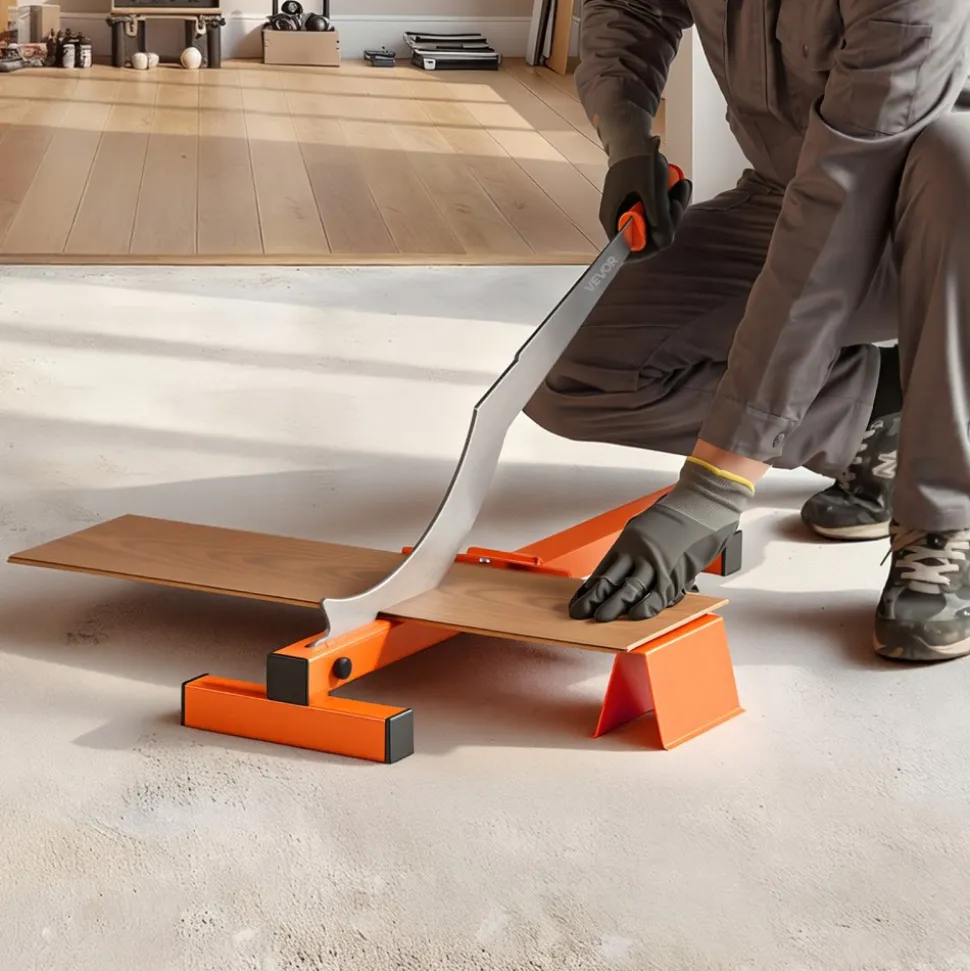 VEVOR 12 inch Vinyl Floor Cutter, 10mm Thick Laminate Flooring Cutter with Cutting Angle Guide, Rubber Handle, Honing Stone, D2 Steel Blade for Cutting Laminate, Vinyl, Home Renovation
