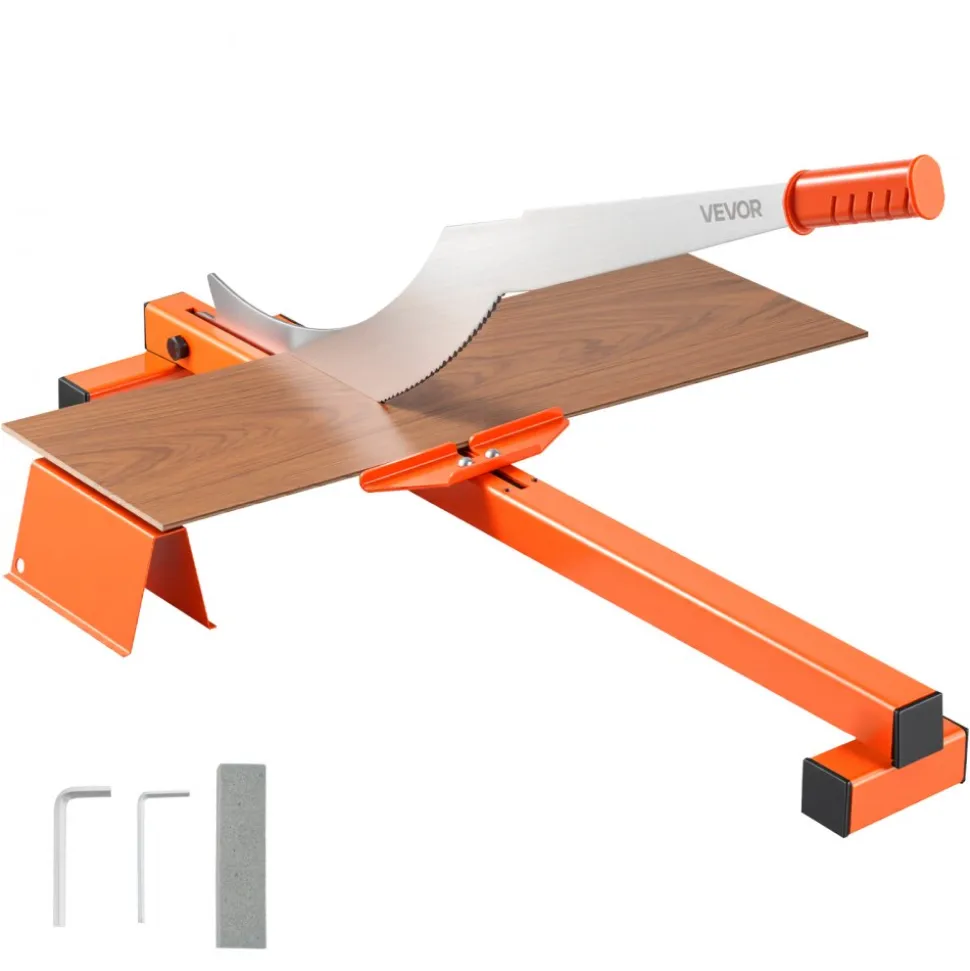 VEVOR 12 inch Vinyl Floor Cutter, 10mm Thick Laminate Flooring Cutter with Cutting Angle Guide, Rubber Handle, Honing Stone, D2 Steel Blade for Cutting Laminate, Vinyl, Home Renovation