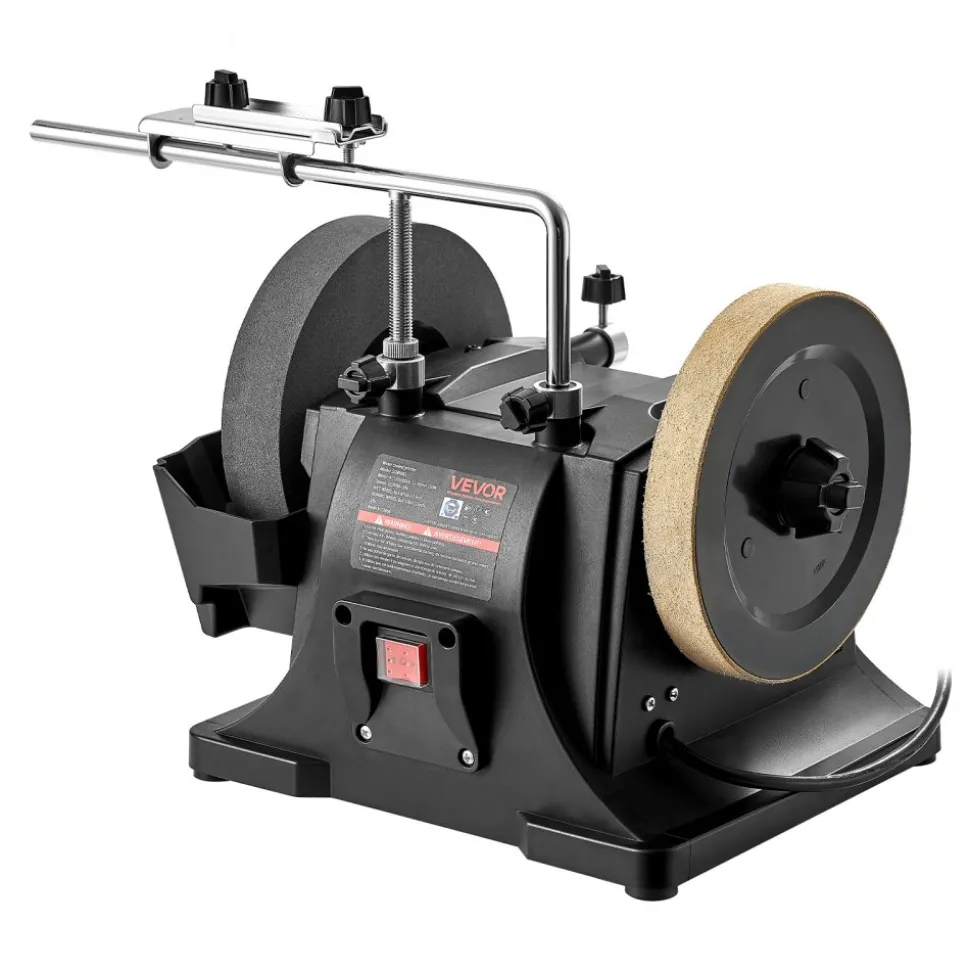 VEVOR 8-Inch Wet Sharpening System, Water-Cooled Knife Grinder Machine with 155 RPM Grinding Speed, Vertical/Horizontal Two-Direction Wet Stone Grinder, Wet Bench Grinder for Knife, Chisel, Knife, Axe