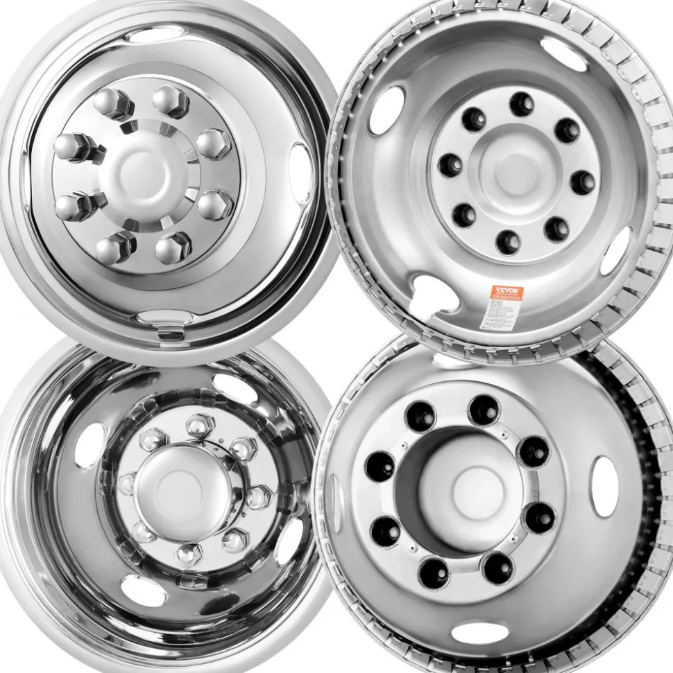 VEVOR 16-inch Wheel Simulators, 304 Stainless Steel Wheel Simulator Kit with Mirror Polished Finish, 2 Front and 2 Rear Wheel Covers Fit for Ford F350 (1974-1998), 4 pcs