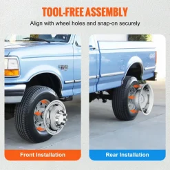 VEVOR 16-inch Wheel Simulators, 304 Stainless Steel Wheel Simulator Kit with Mirror Polished Finish, 2 Front and 2 Rear Wheel Covers Fit for Ford F350 (1974-1998), 4 pcs