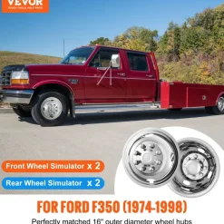 VEVOR 16-inch Wheel Simulators, 304 Stainless Steel Wheel Simulator Kit with Mirror Polished Finish, 2 Front and 2 Rear Wheel Covers Fit for Ford F350 (1974-1998), 4 pcs