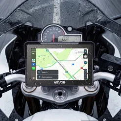 VEVOR 7 Inch Wireless Motorcycle Carplay with Apple Carplay & Android Auto, HD Touchscreen GPS Navigation System with Voice Control, Dual Bluetooth, Siri & Google Assistant, IP67 - Fit All Motorcycles