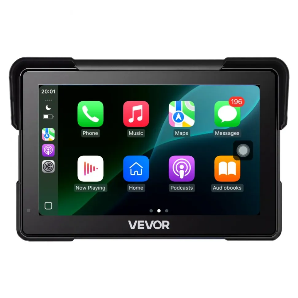VEVOR 7 Inch Wireless Motorcycle Carplay with Apple Carplay & Android Auto, HD Touchscreen GPS Navigation System with Voice Control, Dual Bluetooth, Siri & Google Assistant, IP67 - Fit All Motorcycles