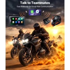 VEVOR 7 Inch Wireless Motorcycle Carplay with Apple Carplay & Android Auto, HD Touchscreen GPS Navigation System with Dual Bluetooth, Siri/Google Voice Assistant, IP67, Compatible with BMW Motorcycles