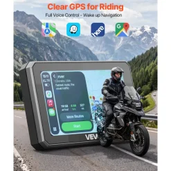 VEVOR 5 Inch Wireless Motorcycle Carplay with Apple Carplay & Android Auto, HD Touchscreen GPS Navigation System with Dual Bluetooth, Siri/Google Voice Assistant, IP67, Compatible with BMW Motorcycles