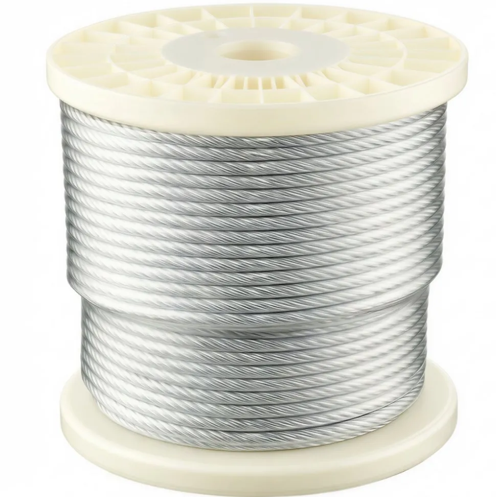 VEVOR 1/4 Inch Wire Rope, 250 ft Length, Zinc Galvanized Carbon Steel Cable with Gloves, 7000 lbs Breaking Strength, 7 x 19 Strands Construction, Wire Cable for Deck Railing System, Garden Trellis
