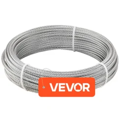 VEVOR 1/8 Inch Wire Rope Kit, 100 ft Length, 304 Stainless Steel Wire Cable with Cutter, 1600 lbs Breaking Strength, 7 x 7 Strands Construction, Steel Cable for Deck Railing System, Garden Trellis