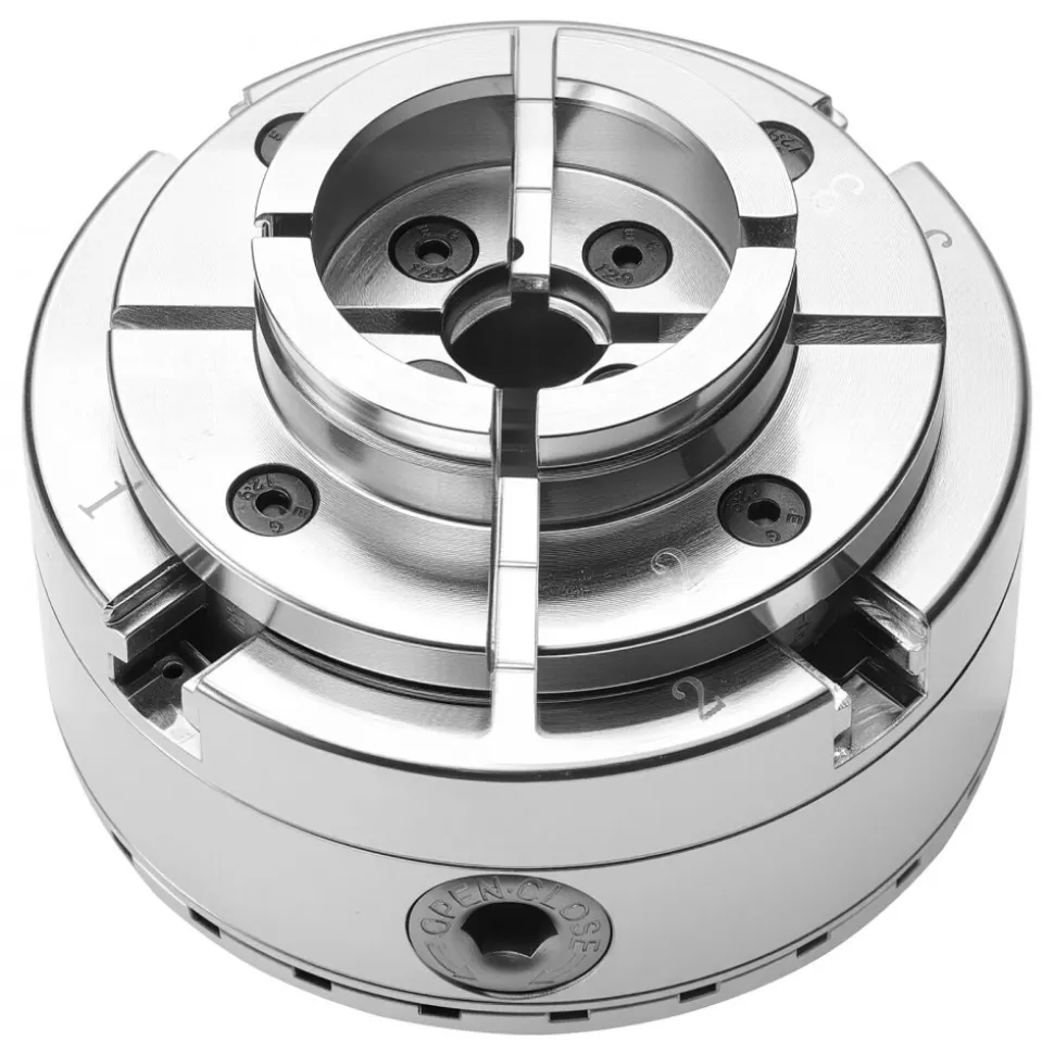 VEVOR 4 Inch Wood Lathe Chuck, 4-Jaw, Bevel-Gear Self-Centering Wood Turning Chuck Set with 1" x 8TPI Thread & Adapter, Round Jaws, Step Jaws, Nickel-Plated, High-Hardness Steel, for Woodworking Lathe
