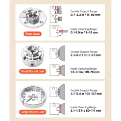 VEVOR 4 Inch Wood Lathe Chuck, 4-Jaw, Bevel-Gear Self-Centering Wood Turning Chuck Set with 1