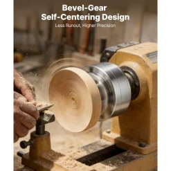 VEVOR 4 Inch Wood Lathe Chuck, 4-Jaw, Bevel-Gear Self-Centering Wood Turning Chuck Set with 1