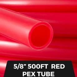 VEVOR 5/8 Inch x 500Ft PEX Tubing Oxygen Barrier O2 EVOH Pex-B Red Radiant Floor Heat Durable Plumbing Flexible for Residential Commercial Radiant Floor Heating Pex Pipe
