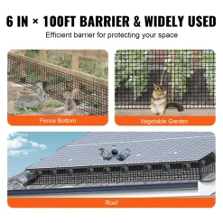 VEVOR 6 inch x 100ft Solar Panel Bird Guard, Critter Guard Roll Kit with 100pcs Aluminum Alloy Fasteners, Solar Panel Guard with Rust-proof PVC Coating, 1/2 inch Wire Roll Mesh