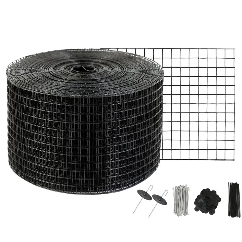 VEVOR 8 inch x 100ft Solar Panel Bird Guard, Critter Guard Roll Kit with 100pcs Aluminum Alloy Fasteners, Solar Panel Guard with Rust-proof PVC Coating, 1/2 inch Wire Roll Mesh