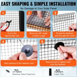VEVOR 8 inch x 100ft Solar Panel Bird Guard, Critter Guard Roll Kit with 70pcs Aluminum Alloy Fasteners, Solar Panel Guard with Rust-proof PVC Coating, 1/2 inch Wire Roll Mesh