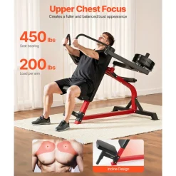 VEVOR Incline Chest Fly and Rear Delt Fly Machine, 450 LBS Chest Machine, Adjustable Fitness Chest Bench Set, Home Gym Equipment for Upper Body Strength Training Machine