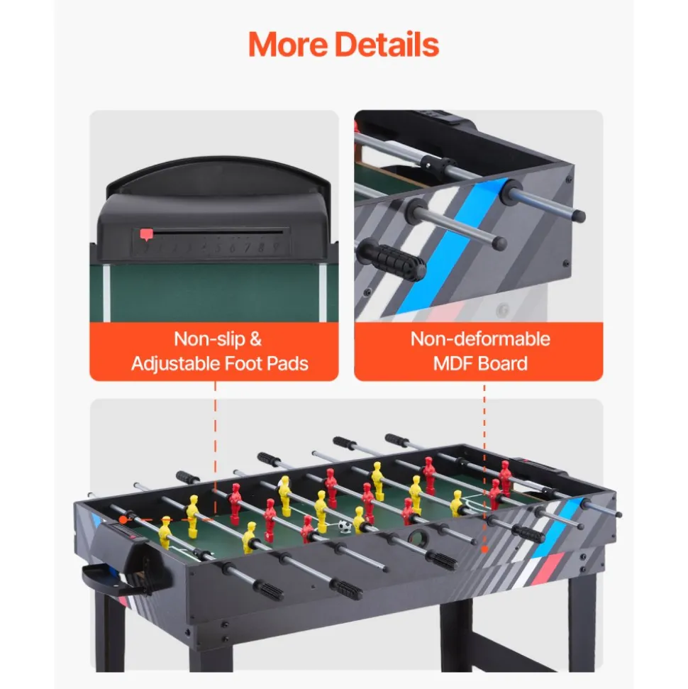 VEVOR 4-in-1 Combo Game Table Set, 48" Air Hockey Table, Multi Combination Table with Air Hockey, Pool Billiard, Foosball, Ping Pong, Pushers & Pucks, Sports Arcade Table for Family Game Room Office