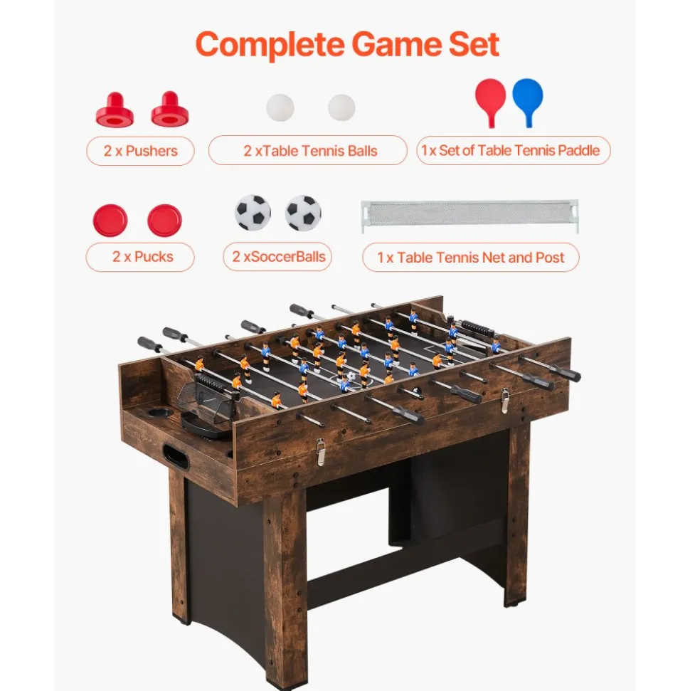VEVOR 3-in-1 Combo Game Table Set, 54" Air Hockey Table, Multi Combination Table with Air Hockey, Ping Pong, Foosball, Pushers & Pucks, Air Powered Arcade Hockey Table for Family Game Room Office