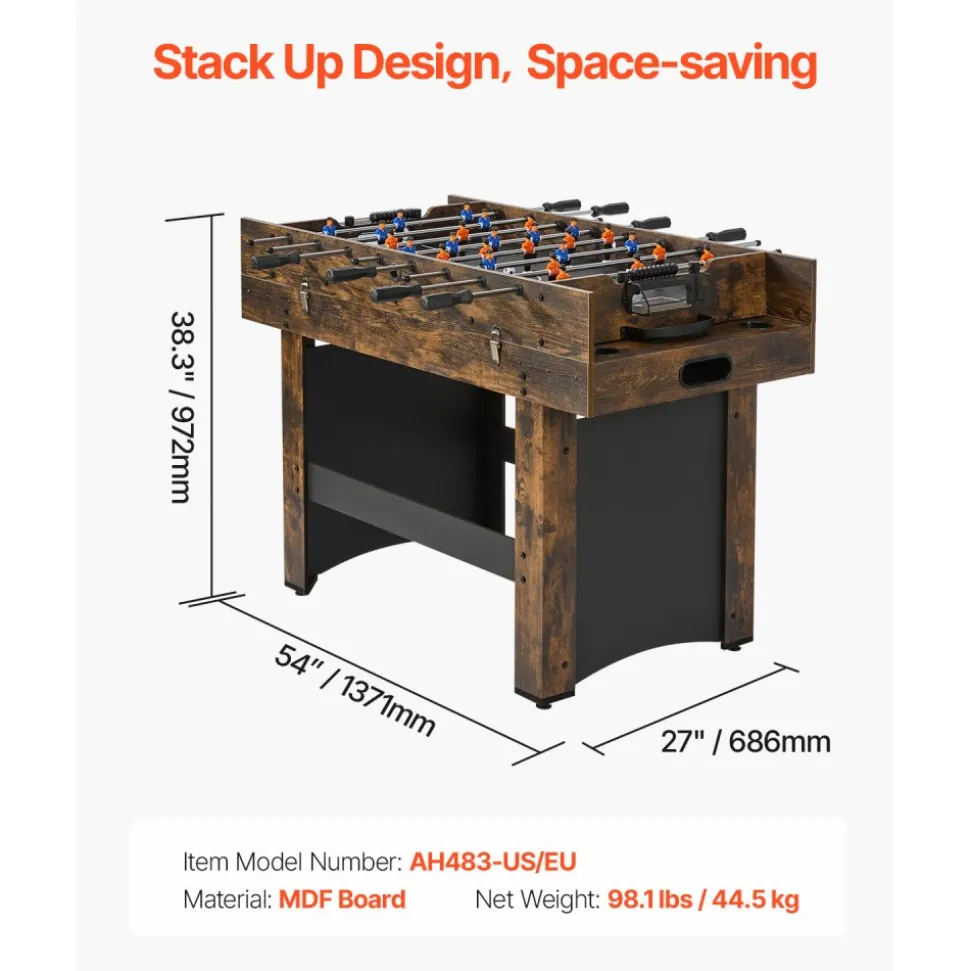 VEVOR 3-in-1 Combo Game Table Set, 54" Air Hockey Table, Multi Combination Table with Air Hockey, Ping Pong, Foosball, Pushers & Pucks, Air Powered Arcade Hockey Table for Family Game Room Office