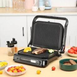 VEVOR 7 IN 1 Commercial Electric Griddle, 14.4" 1800W Indoor Countertop Grill, Stainless Steel Restaurant Teppanyaki Grill with Non Stick Iron Cooking Plate, 0-446℉ Adjustable Temp Control 110V