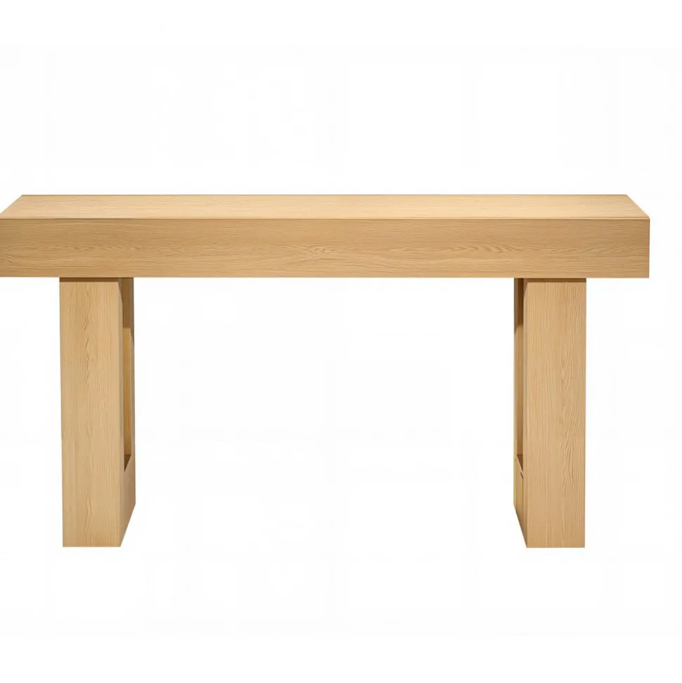 VEVOR 47 in Console Table, Farmhouse Desk Behind the Couch with Drawers and Bottom Storage Shelf, Wooden Rectangle Entrance Narrow Sofa Table for Hallway, Bedroom, Living Room, Foyer, Burlywood