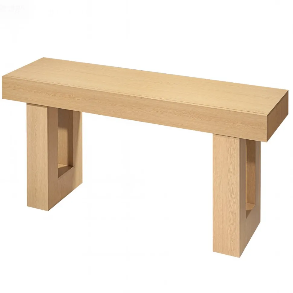 VEVOR 47 in Console Table, Farmhouse Desk Behind the Couch with Drawers and Bottom Storage Shelf, Wooden Rectangle Entrance Narrow Sofa Table for Hallway, Bedroom, Living Room, Foyer, Burlywood