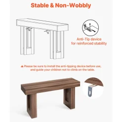 VEVOR 63 in Console Table, Farmhouse Desk Behind the Couch, Wooden Rectangle Entrance Desk, Narrow Long Sofa Table Accent Stand for Hallway, Bedroom, Living Room, Foyer, Easy Assembly, Brown