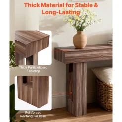 VEVOR 63 in Console Table, Farmhouse Desk Behind the Couch, Wooden Rectangle Entrance Desk, Narrow Long Sofa Table Accent Stand for Hallway, Bedroom, Living Room, Foyer, Easy Assembly, Brown