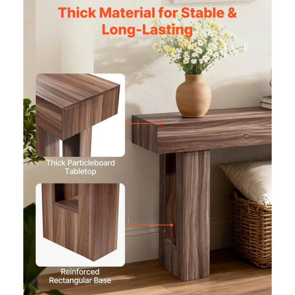 VEVOR 63 in Console Table, Farmhouse Desk Behind the Couch, Wooden Rectangle Entrance Desk, Narrow Long Sofa Table Accent Stand for Hallway, Bedroom, Living Room, Foyer, Easy Assembly, Brown