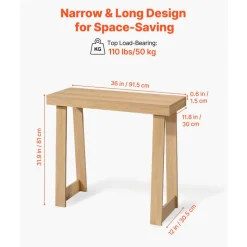 VEVOR 46 in Console Table, Modern Desk Behind the Couch, Wooden Rectangle Entrance Desk, Narrow Long Sofa Table Accent Stand for Hallway, Bedroom, Living Room, Foyer, Easy Assembly, Black