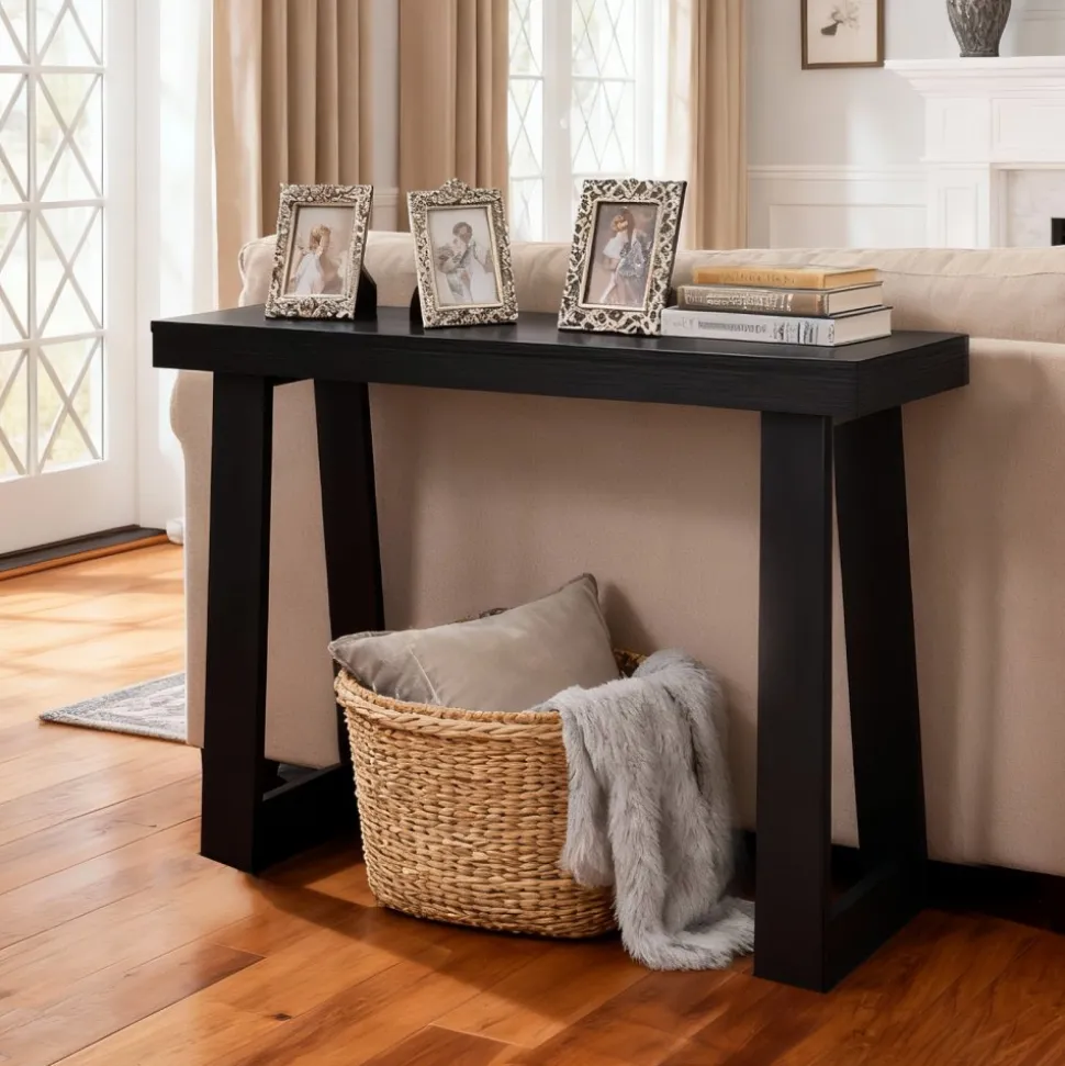 VEVOR 36 in Console Table, Modern Desk Behind the Couch, Wooden Rectangle Entrance Desk, Narrow Long Sofa Table Accent Stand, Ideal for Hallway, Bedroom, Living Room, Foyer, Easy Assembly, Black